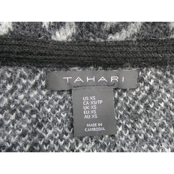 Tahari Women's Black White Checker Open Cape Sweater Size XS - Picture 5 of 7